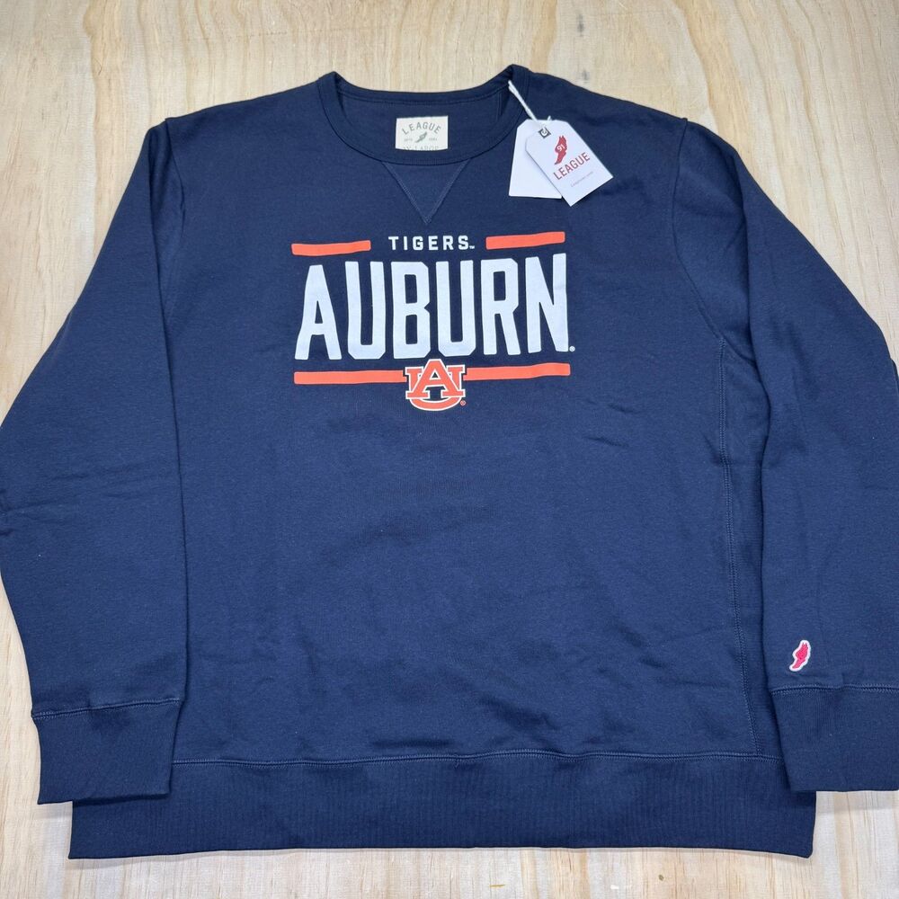 NEW Auburn Tigers League 91 Crewneck Sweatshirt Long Sleeve Blue 2XL SLIM